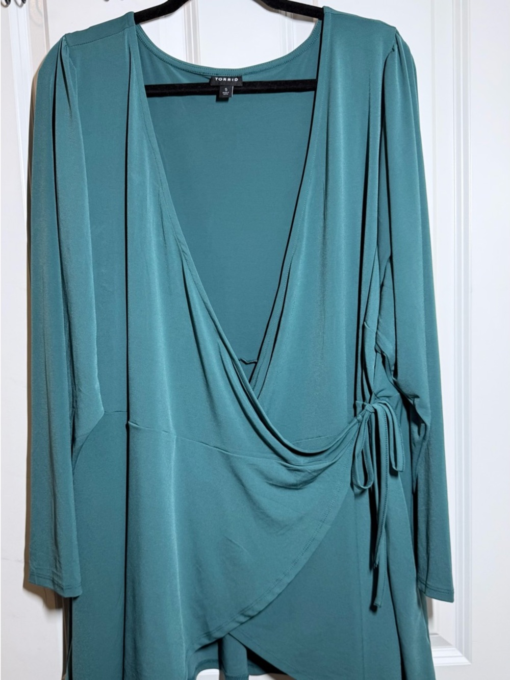 Torrid Teal Wrap-Style Blouse